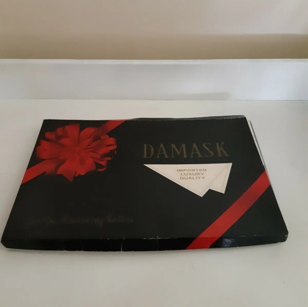 Vintage Tablecloth Jewel Tone 5 pieces  super fine quality gold  50''x50'